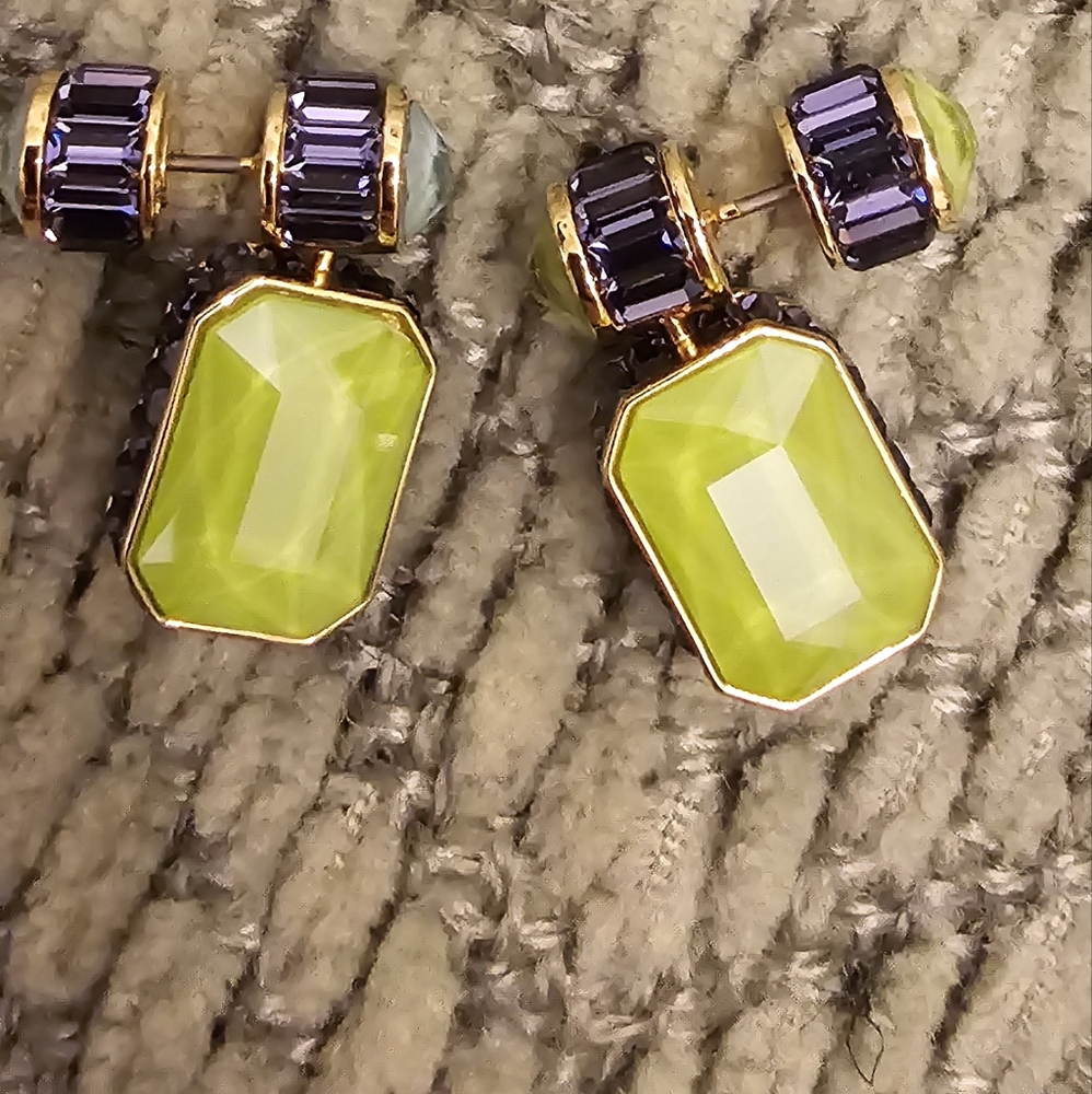 design.

Swarovski Orbita Reversible Drop Earrings - Green/ Purple/Blue - Picture 2 of 10